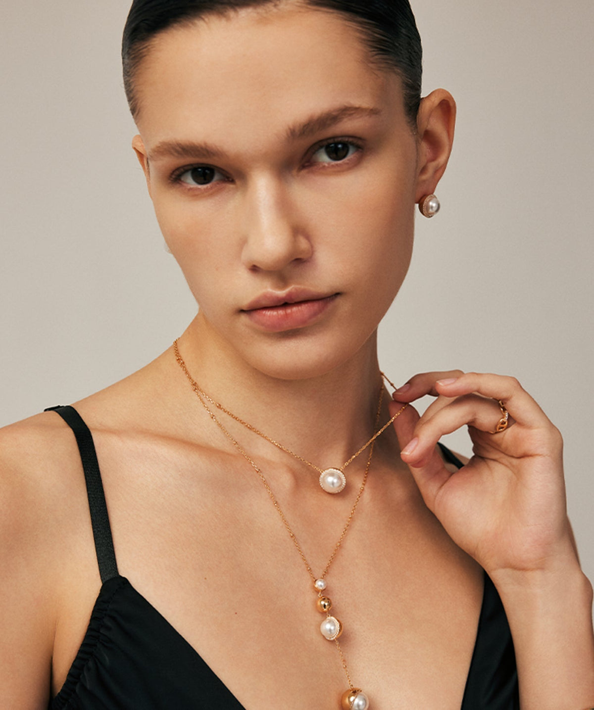 Phase Pearl Pave Moon Pendant Necklace