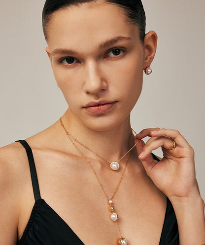 Phase Pearl Pave Moon Pendant Necklace