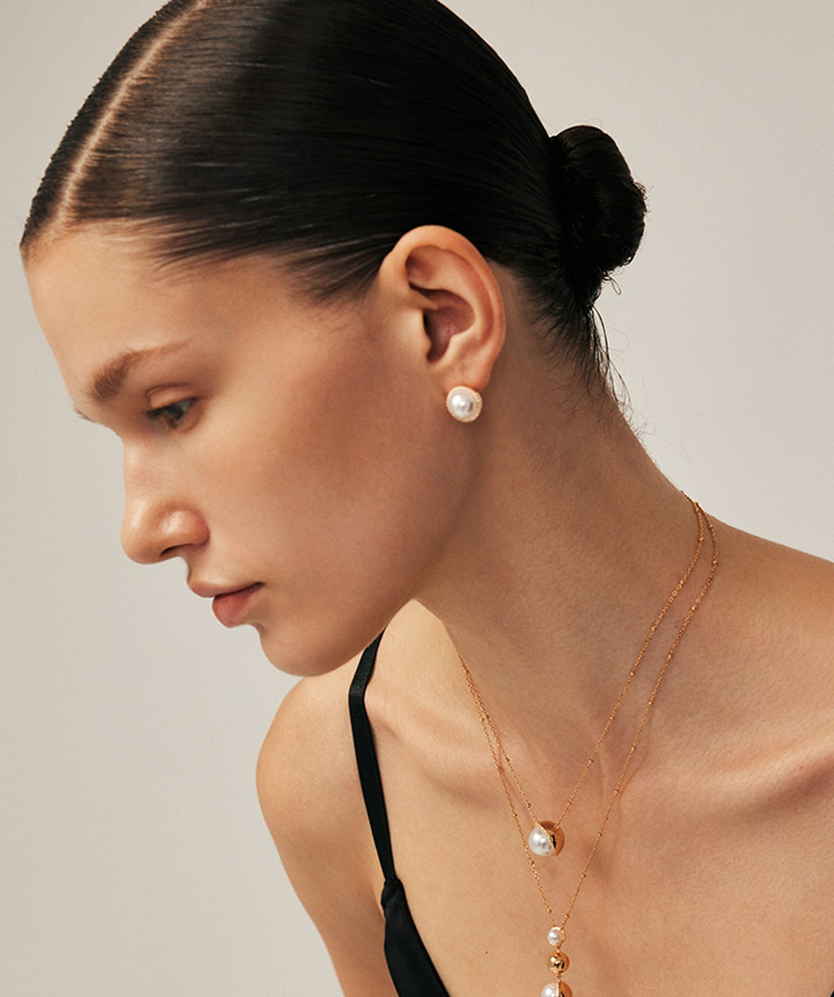 Phase Pearl Pave Moon Stud Earrings