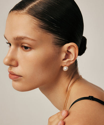 Phase Pearl Pave Moon Stud Earrings