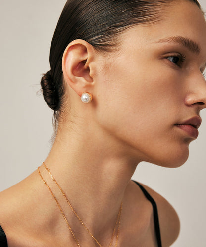 Phase Pearl Pave Moon Stud Earrings