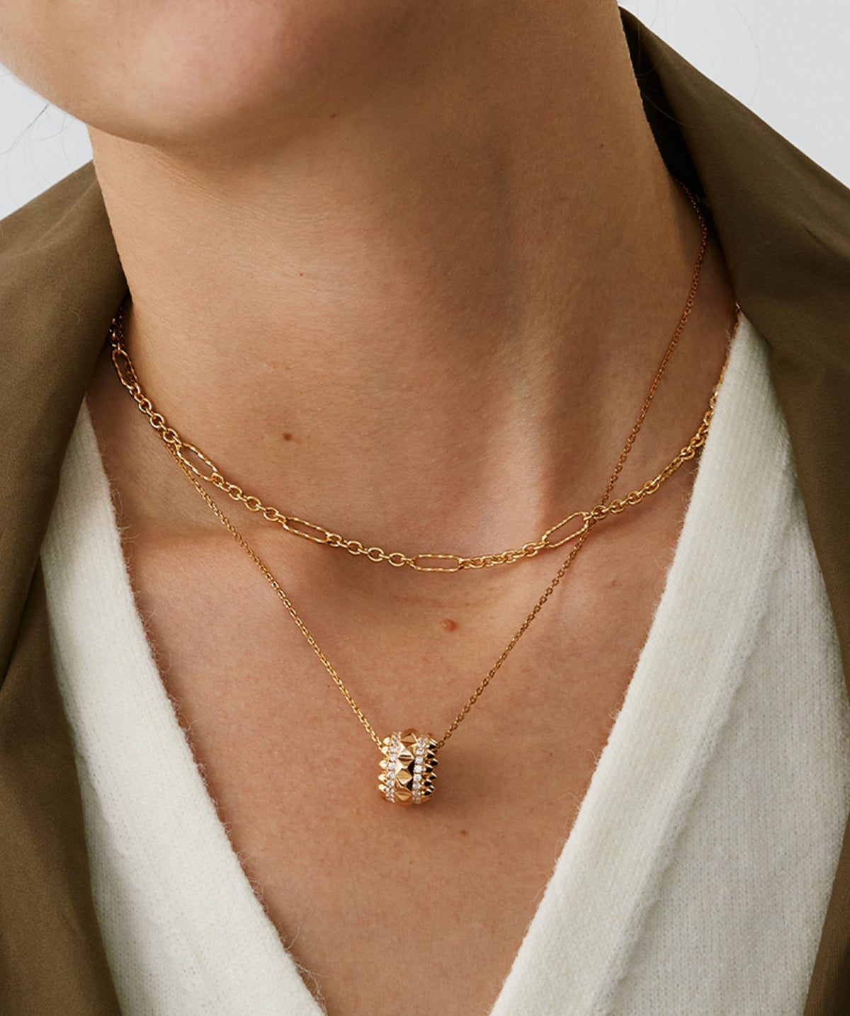 Rock Spike Roller Pendant Necklace