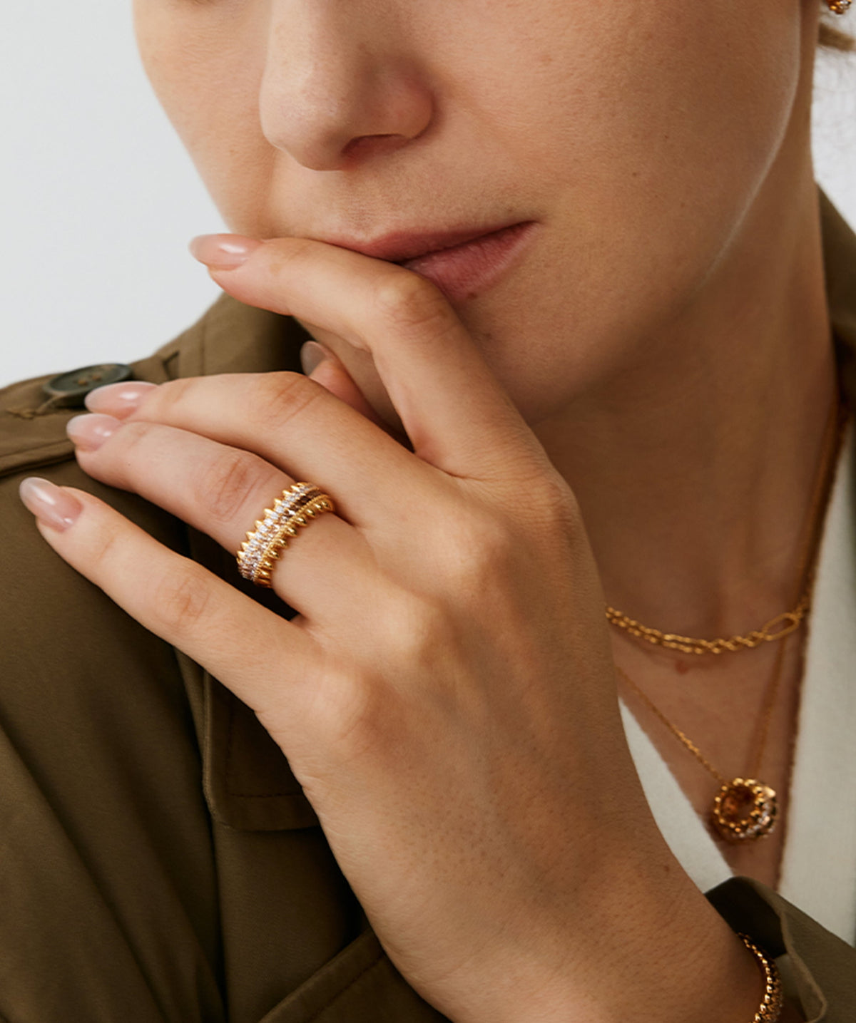 Rock Ombre Spike Band Ring