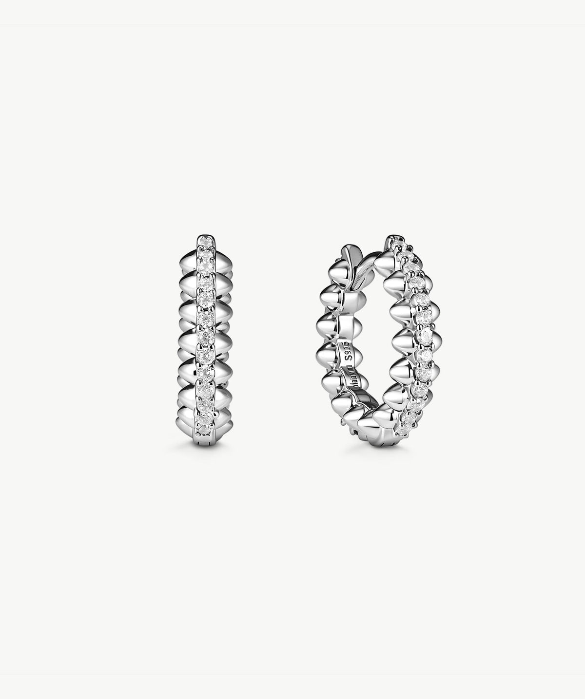 Rock Pave Spike Mini Hoop Earrings