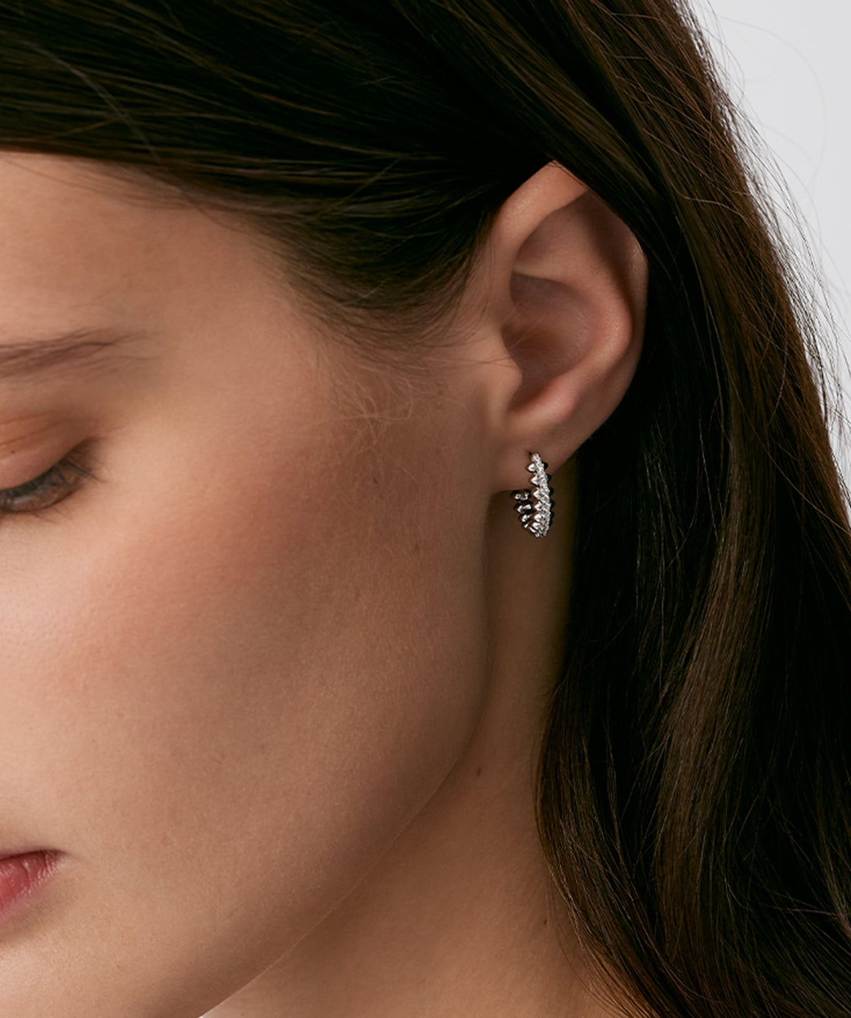 Rock Pave Spike Mini Hoop Earrings