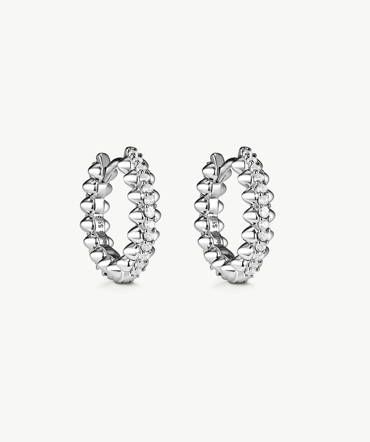 Rock Pave Spike Mini Hoop Earrings
