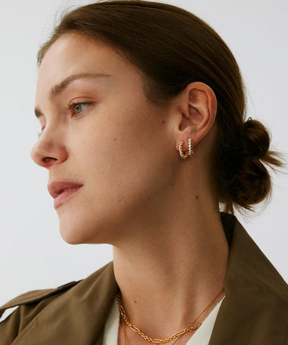 Rock Pave Spike Mini Hoop Earrings