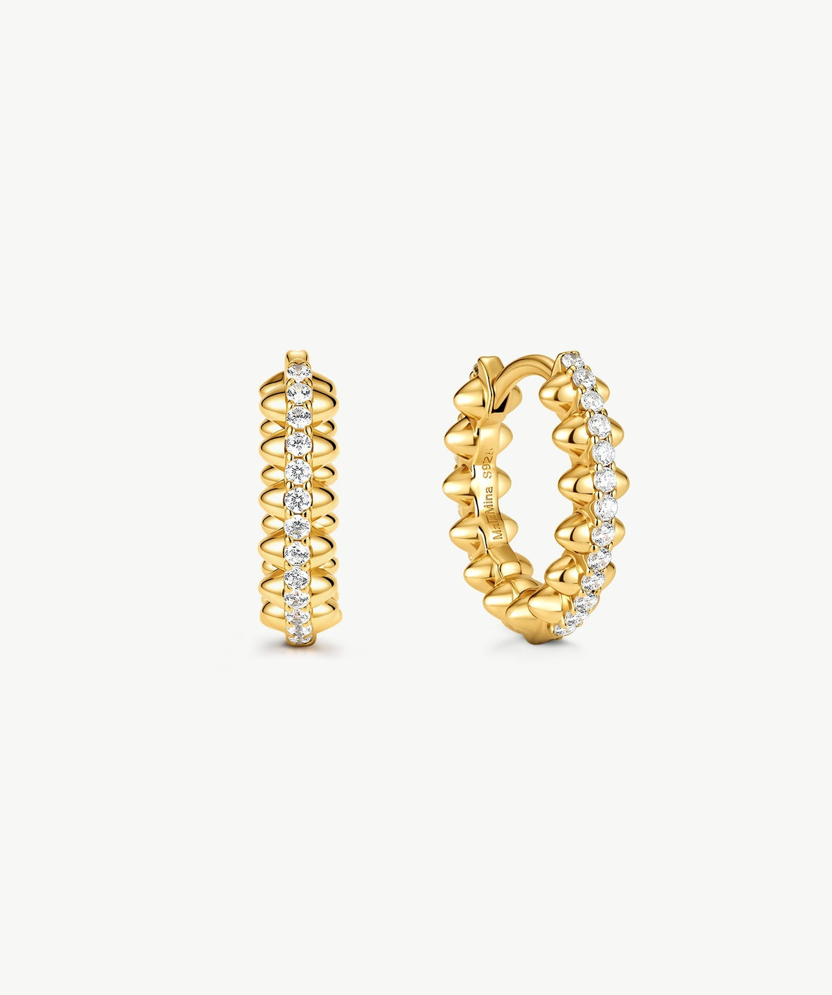 Rock Pave Spike Mini Hoop Earrings