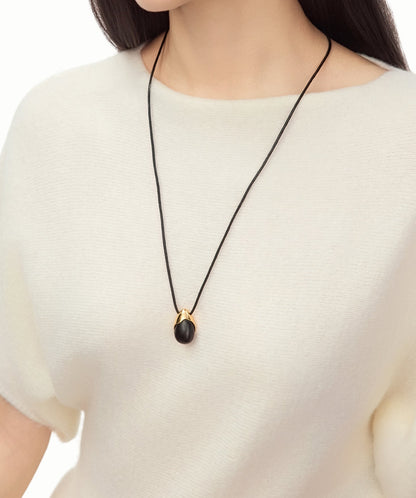 Terra Ebony Teardrop Cord Necklace