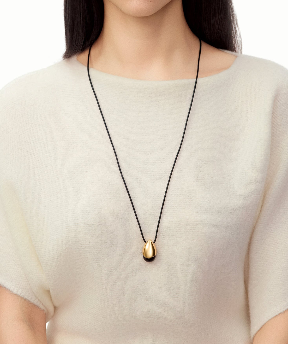 Terra Ebony Teardrop Cord Necklace