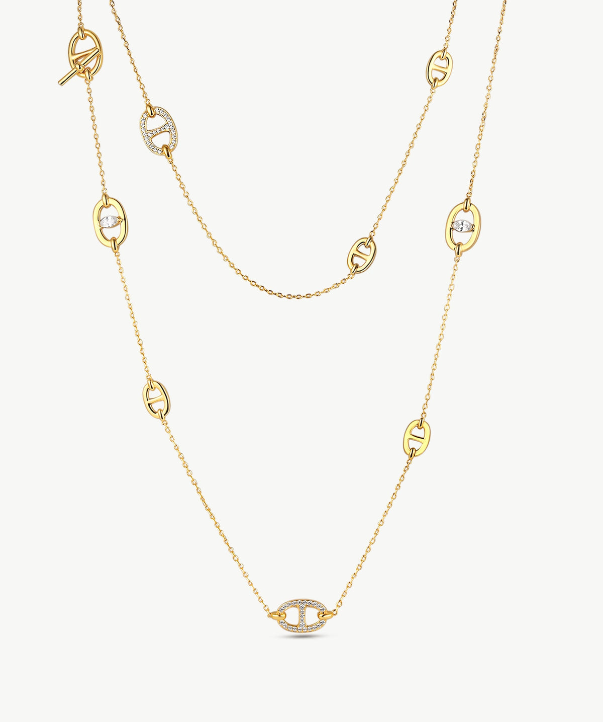 Vero Pave Mariner Layered Long Necklace