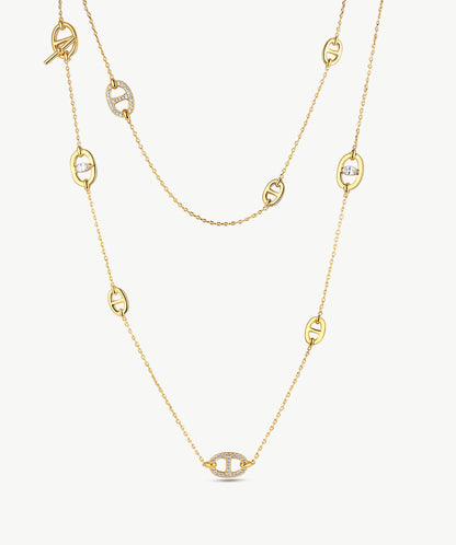 Vero Pave Mariner Layered Long Necklace