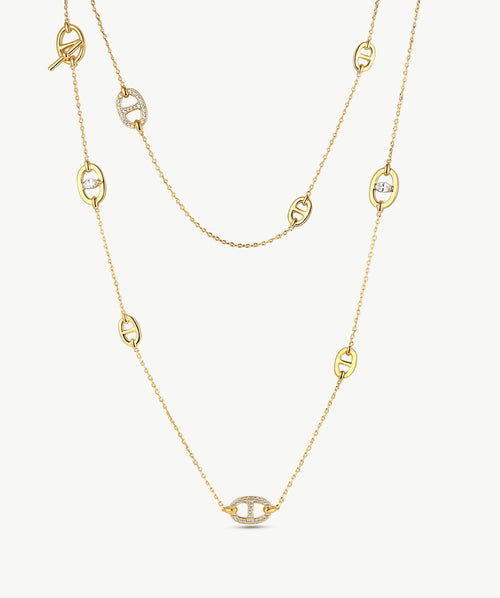 Vero Pave Mariner Layered Long Necklace