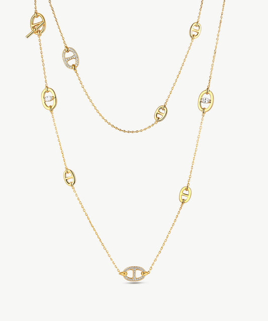 Vero Pave Mariner Layered Long Necklace
