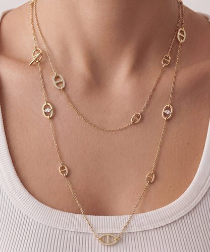 Vero Pave Mariner Layered Long Necklace