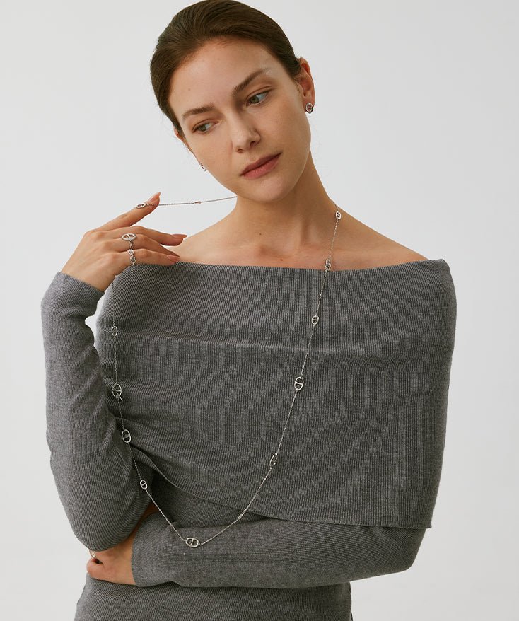 Vero Pave Mariner Layered Long Necklace