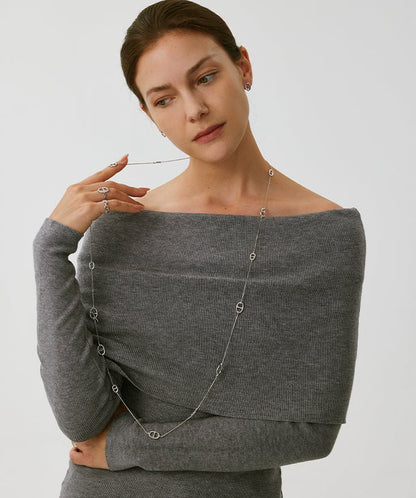 Vero Pave Mariner Layered Long Necklace