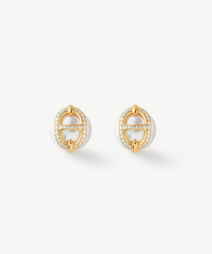 Vero Pearl Mariner Stud Earrings