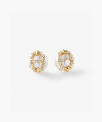 Vero Pearl Mariner Stud Earrings