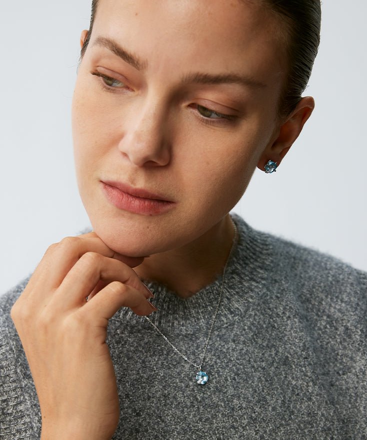 Wilda Gemstone Pave Petite Pendant Necklace
