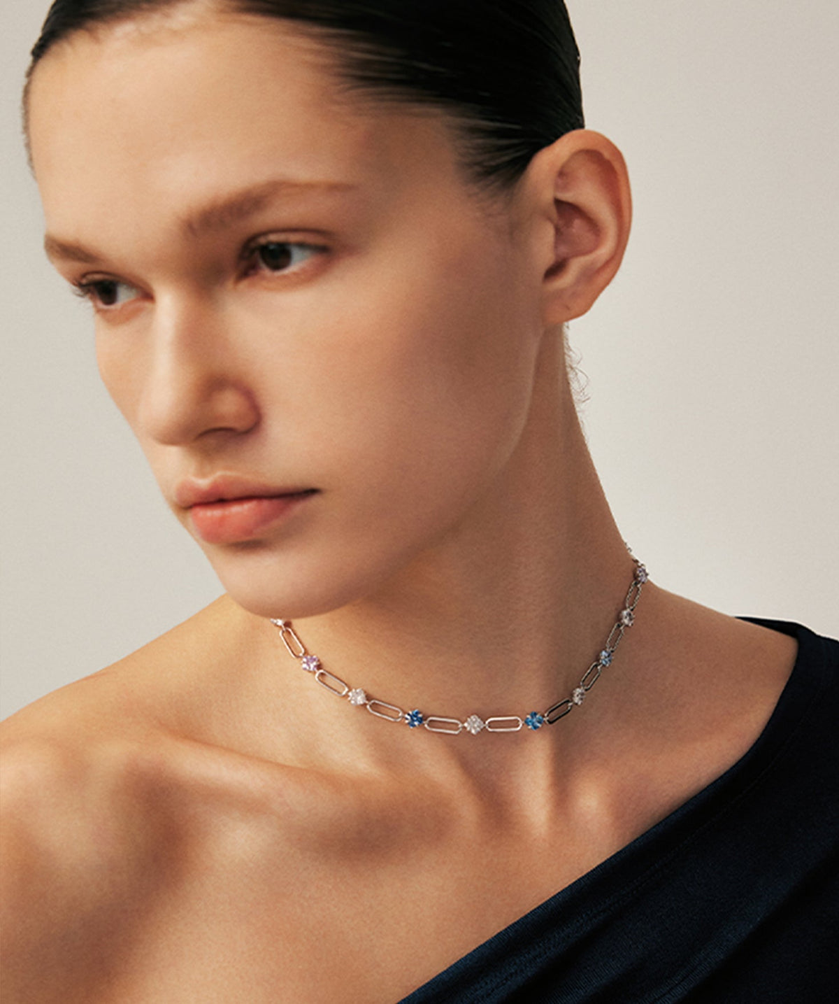 Wilda Gemstone Aurora Paperclip Chain Necklace