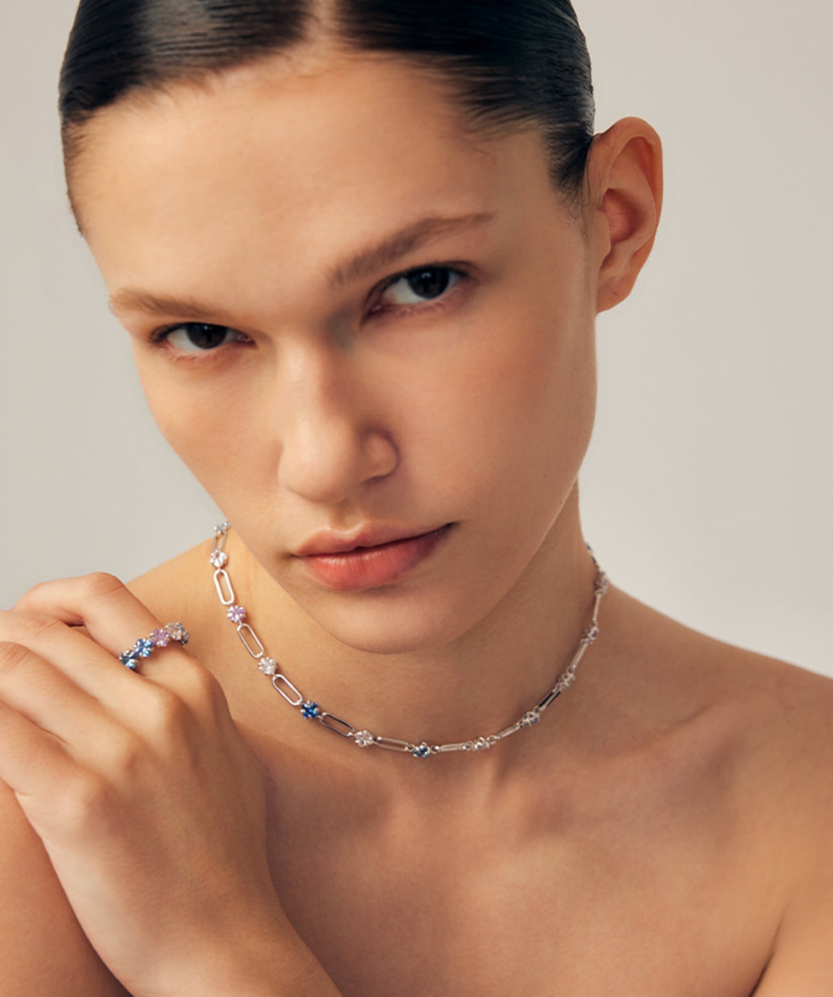 Wilda Gemstone Aurora Paperclip Chain Necklace