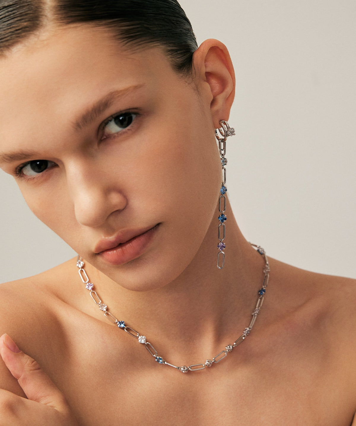 Wilda Gemstone Aurora Paperclip Chain Necklace