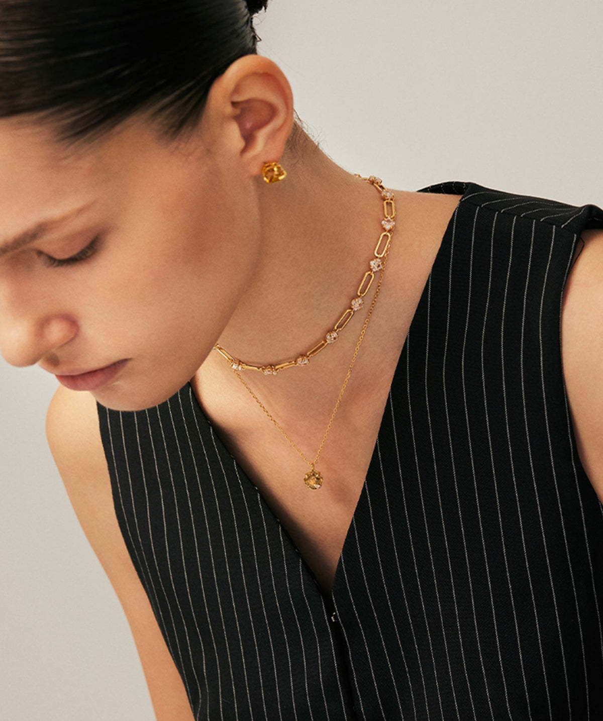 Wilda Gemstone Pave Petite Pendant Necklace