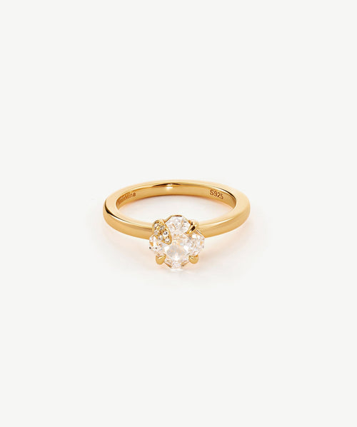 Wilda Gemstone Pave Solitaire Ring