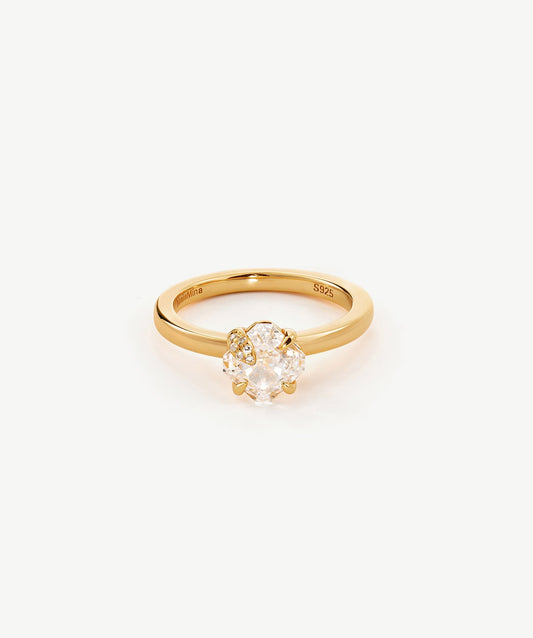Wilda Gemstone Pave Solitaire Ring