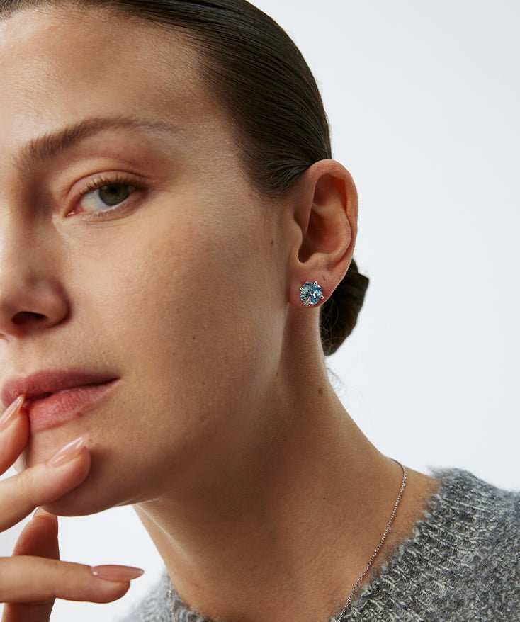 Wilda Gemstone Pave Stud Earrings
