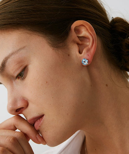 Wilda Gemstone Pave Stud Earrings
